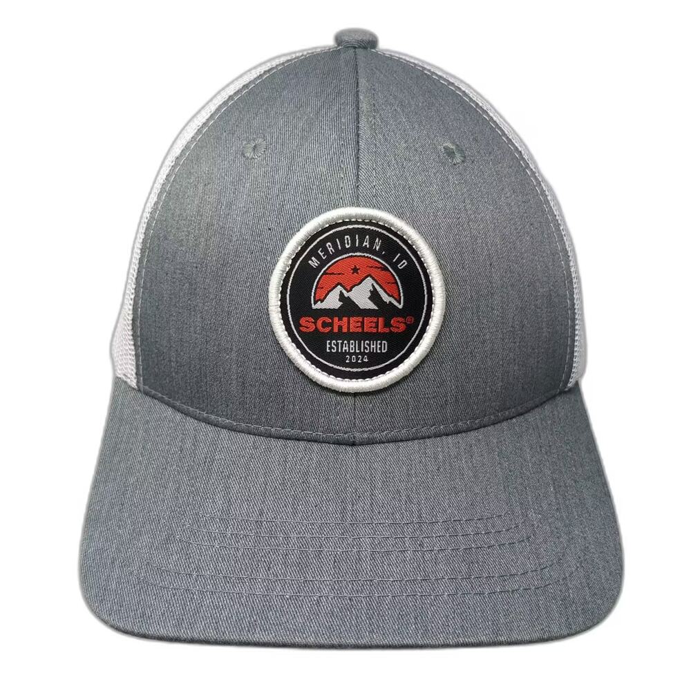 SCHEELS Gray Trucker Hat Snapback Mesh Meridian Idaho One Size Adjustable Cap